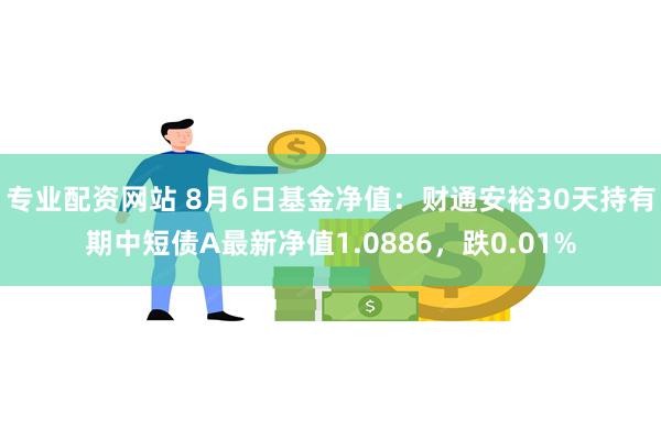 专业配资网站 8月6日基金净值：财通安裕30天持有期中短债A最新净值1.0886，跌0.01%