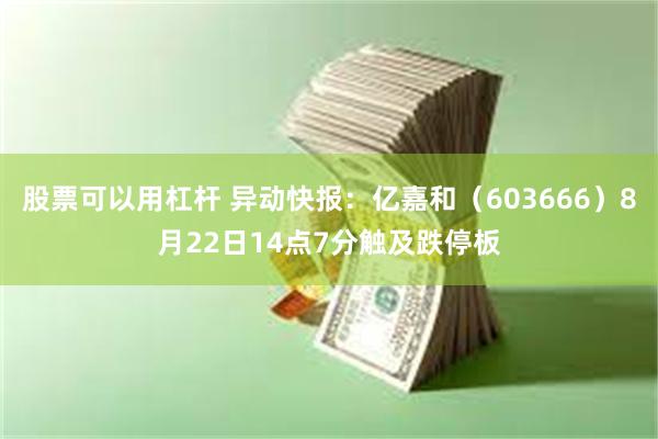 股票可以用杠杆 异动快报：亿嘉和（603666）8月22日14点7分触及跌停板