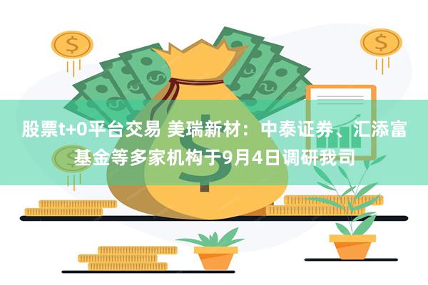 股票t+0平台交易 美瑞新材：中泰证券、汇添富基金等多家机构于9月4日调研我司